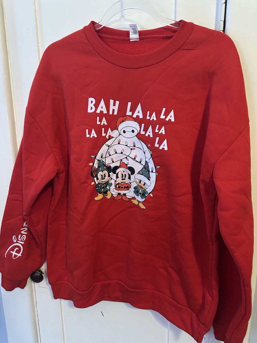 Disney Baymax Mickey Minnie Daisy Christmas Sweatshirt Red Size L Bah La La